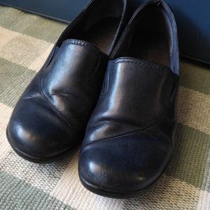 CLARKS blue leather loafers